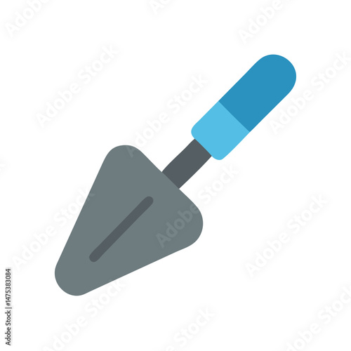 Blue and gray trowel tool on a White Background