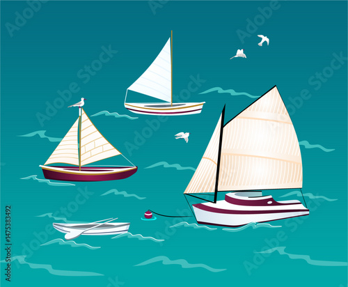 Sailing boats on the sea
