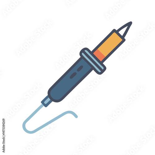 Simple cartoon soldering iron against White Background illustration style