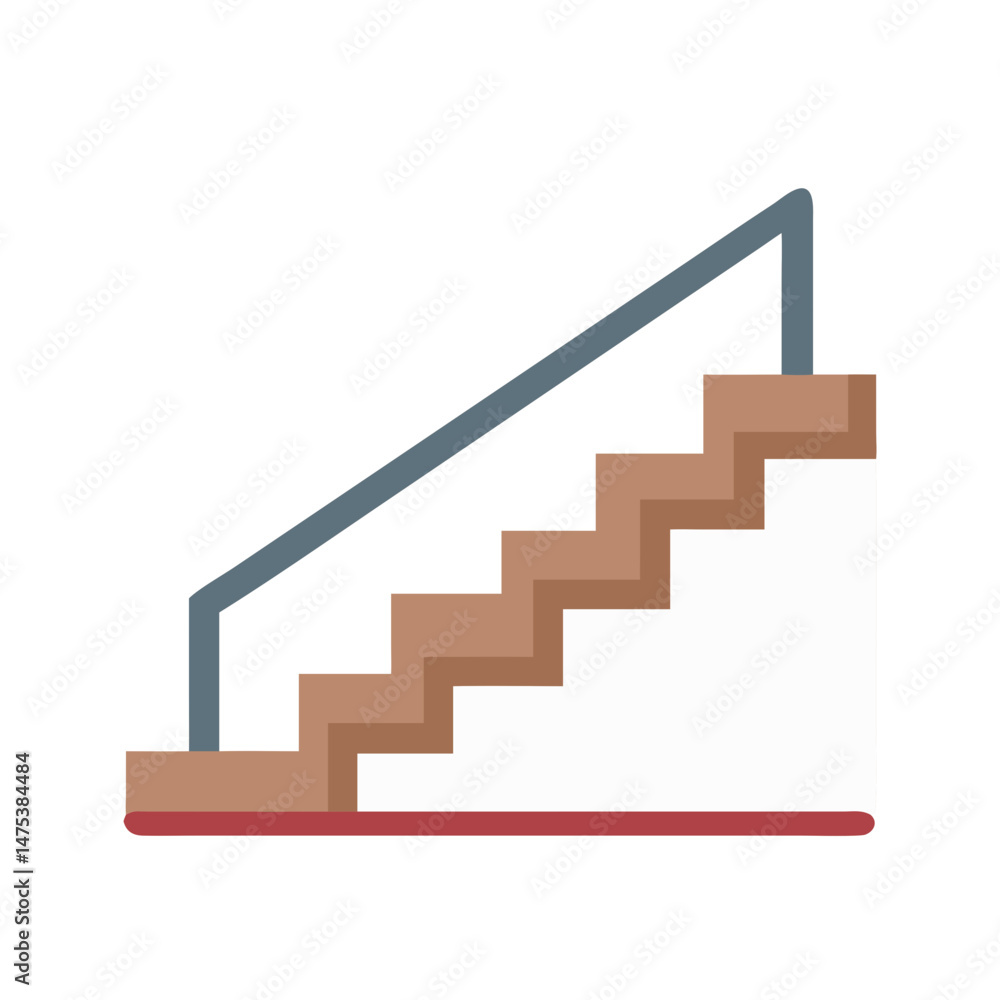 Stairs with a railing against a White Background illustration Stairs with a railing against a White Background illustration