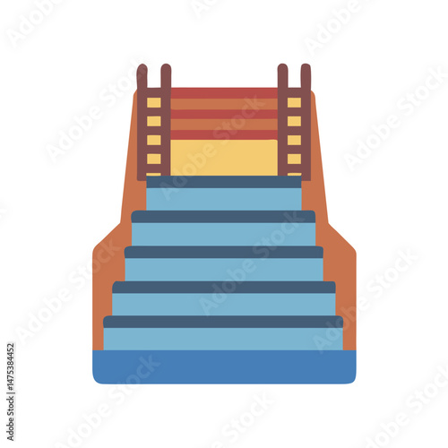 Abstract blue stairs leading to colorful platform illustration
