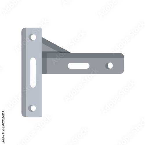 Flat illustration of metal wall shelf bracket on White