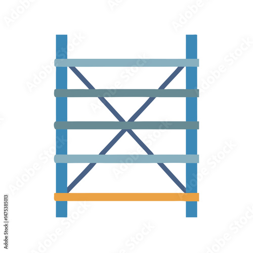 Blue and Orange Storage Shelves Against White Background