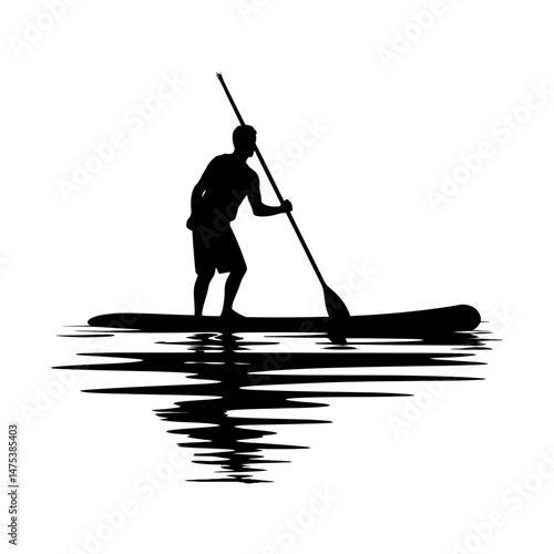 Paddleboarder on Water Silhouette Set