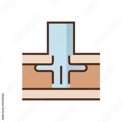 Schematic illustration of cross-section depicting water damage in a wall