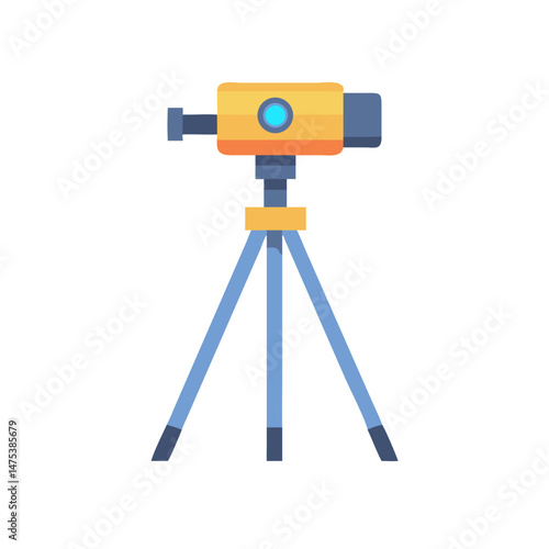 Flat design of theodolite on tripod against White Background