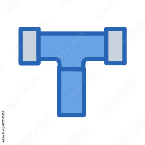 Blue pipe fitting illustration on a solid White Background