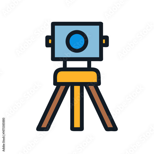Flat design land surveying instrument on a black backdrop