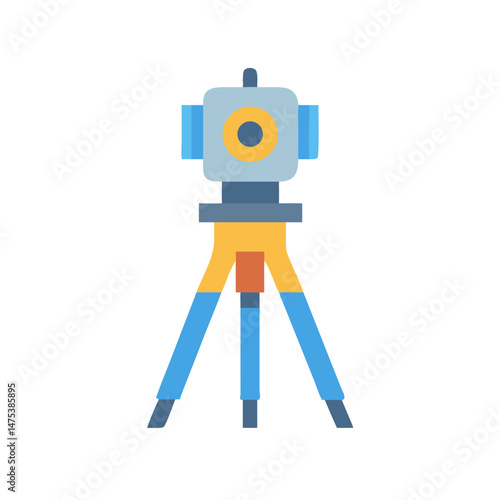 Flat vector icon of theodolite on a black backdrop