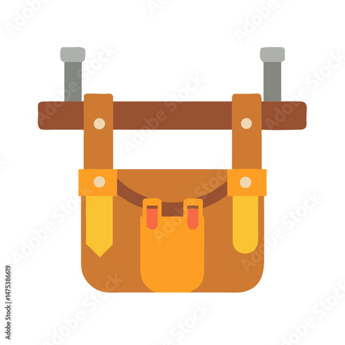 Stylized leather tool belt icon on a White Background