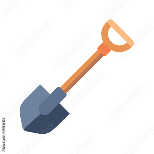 Simple flat design illustration of a gardening shovel isolated