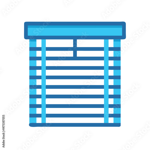 Minimalist blue window blinds illustration with a White Background