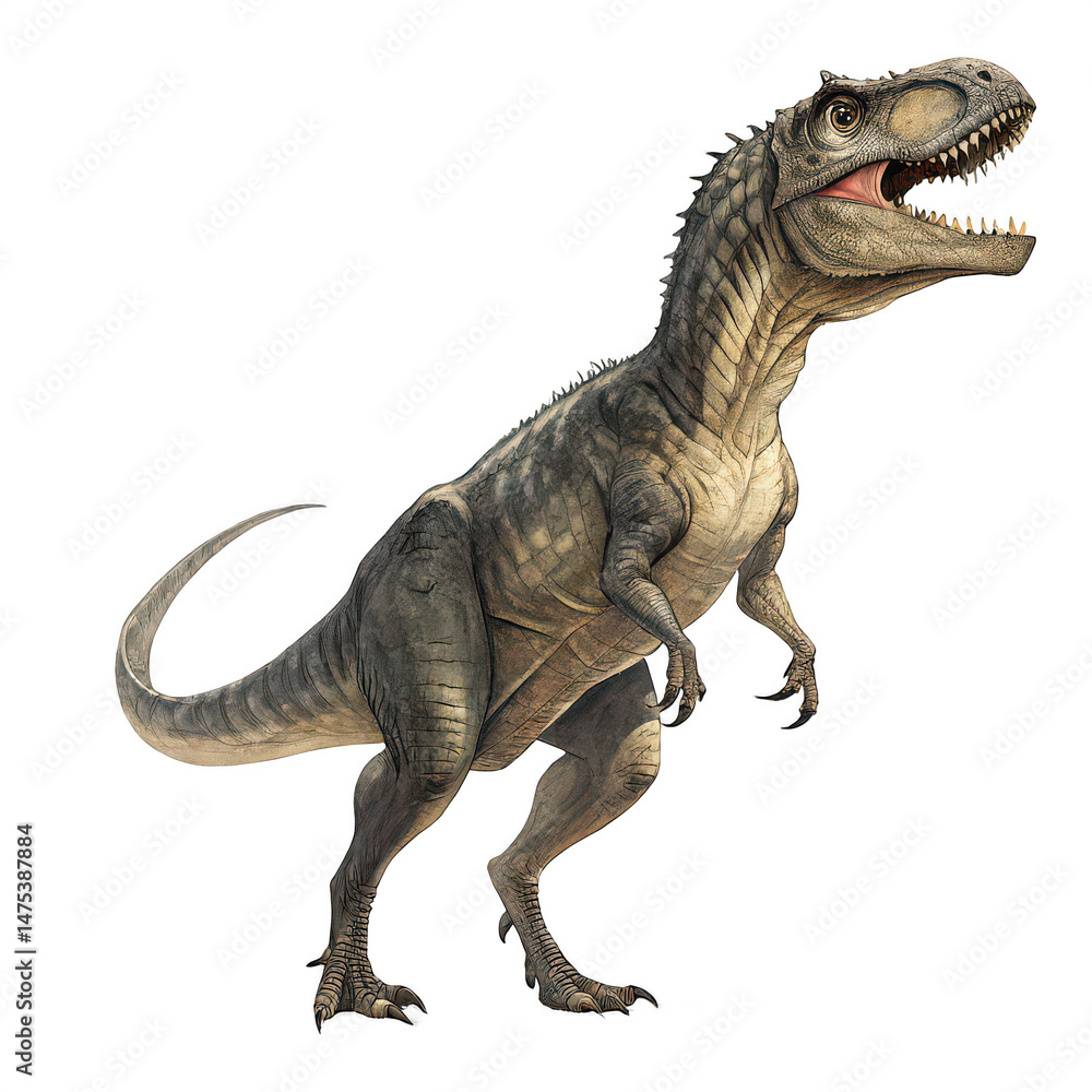 Obraz premium Tyrannosaurus png dinosaur png prehistoric animal png T. rex png giant predator png fossil species png ancient creature png extinct animal png transparent background image
