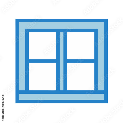 Simple window illustration with blue frame and white panes