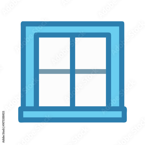 Illustration of a light blue window frame on White