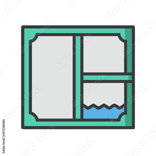 Vector window icon with water reflecting flat design style