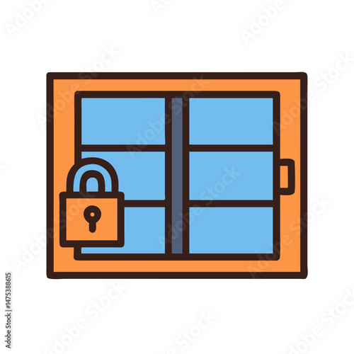 Locked window illustration for security and privacy concept