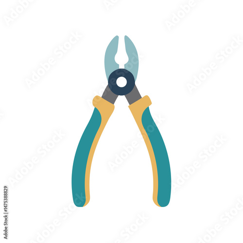 Teal pliers graphic against White Background for toolkit concept