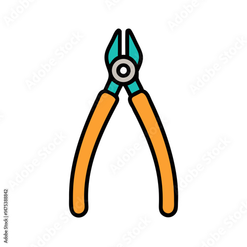 Lineman plier in flat design against White Background