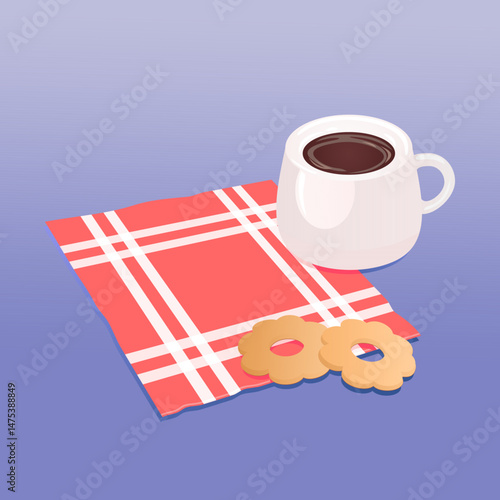 Cup of coffee and cookies on the table