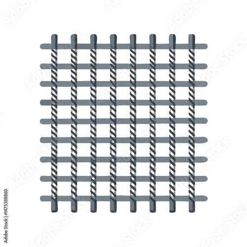 Abstract grid of gray metal bars on White Background