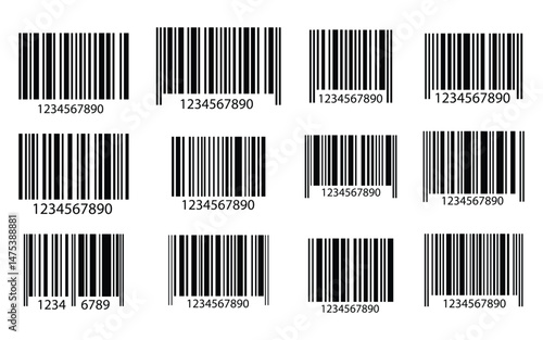 Barcode bar icon set vector. Collection of barcode icon for product identification, retail vector design element