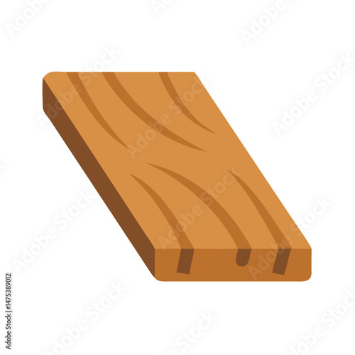 Stylized Wooden Plank Illustration on White Background
