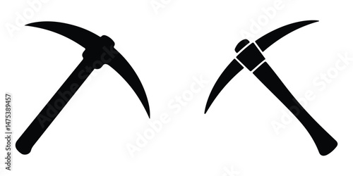 Pickaxe silhouette black white icon vector 