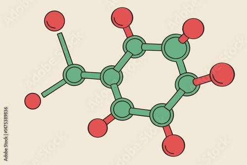 163 3d render, molecular structure, green, spherical bonds, organic chemistry, scientific model, abstract art, digital illustration