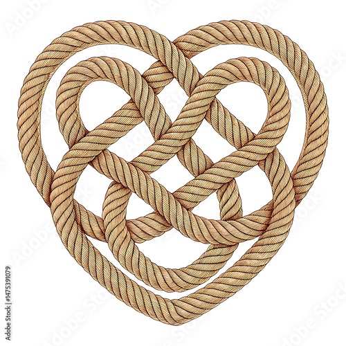 Heart-Shaped Rope Knot: Celtic Knot, Nautical Rope, Love Knot Illustration