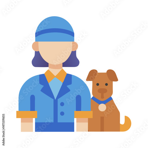 Cartoon Vet with a Dog Icon Illustration Design
