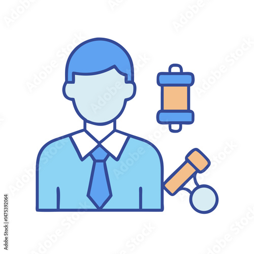 Corporate compliance auditor with magnifying glass and statute