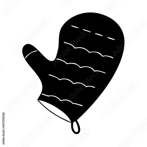 Stylized Oven Mitt Illustration for Cooking and Baking Safety in the Kitchen
