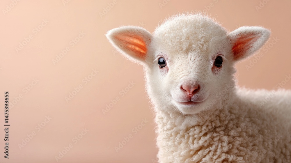 Fototapeta premium Adorable Lamb Portrait: A Symbol of Innocence and Purity