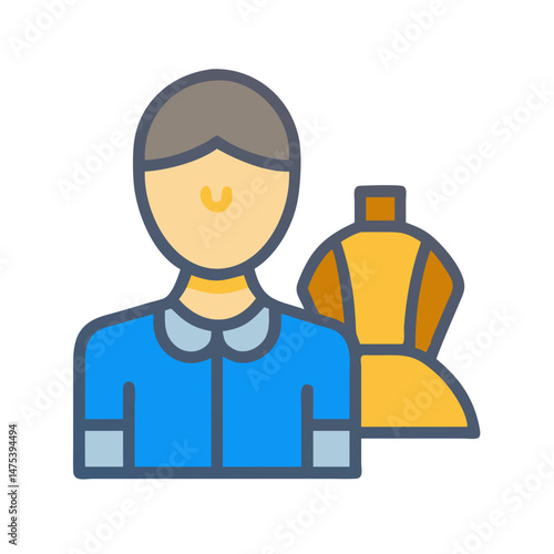 Colorful icon illustration of a fashion designer woman