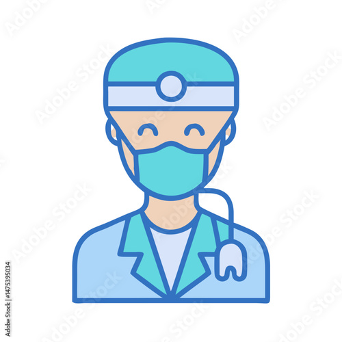 Dentist Icon: Healthcare Professional with Mask and Tooth