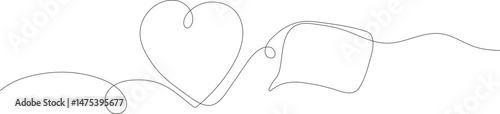 Elegant one line vector illustration of a heart-shaped speech bubble. Perfect for communication, love messages, chat, dating apps, and online conversation concepts. Modern and minimalistic design