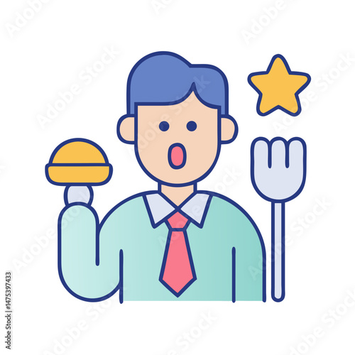 Cartoon food critic gives excellent rating with star