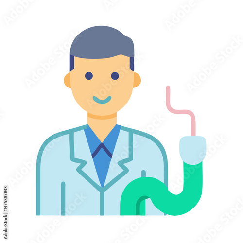 Colonoscopy Doctor Icon, Gastrointestinal Health, Medical Procedure