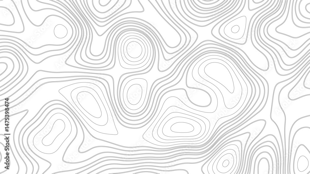 White background topography contour map with black curve lines. Abstract Topographic background. Geographic line map. Wavy pattern design. White background topography contour map with black curve lines. Abstract Topographic background. Geographic line map. Wavy pattern design.