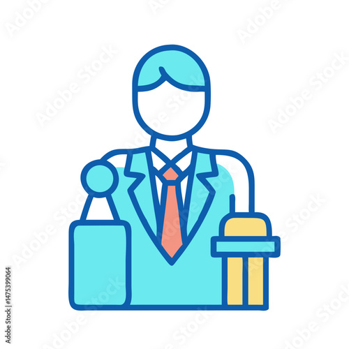 Podcast host or newscaster in an illustration icon