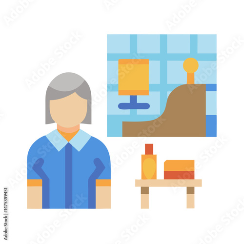 Apartment cleaning, domestic service, maid, woman, home illustration