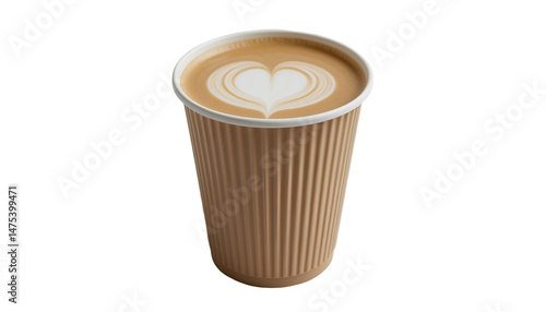 A disposable paper coffee cup isolated on transparent background 