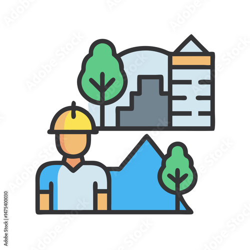 Architect icon representing real estate building and nature