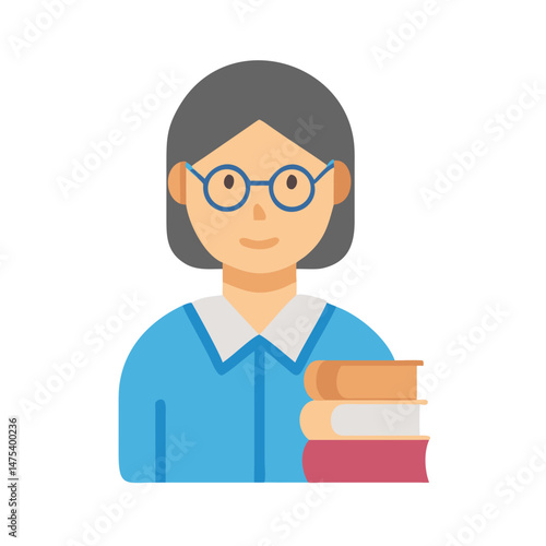 Cartoon Teacher with Books Illustration for Education Concepts