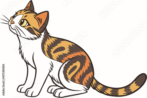168 calico cat, detailed, bright colors, expressive eyes, intricate fur patterns, sitting, realistic, digital art