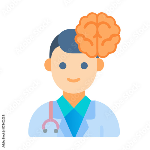 Doctor with a brain icon for neurology concept