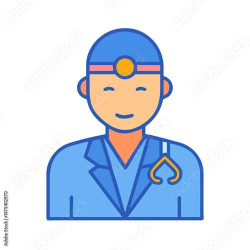 Smiling Cartoon Doctor Icon, Healthcare Professional Illustration