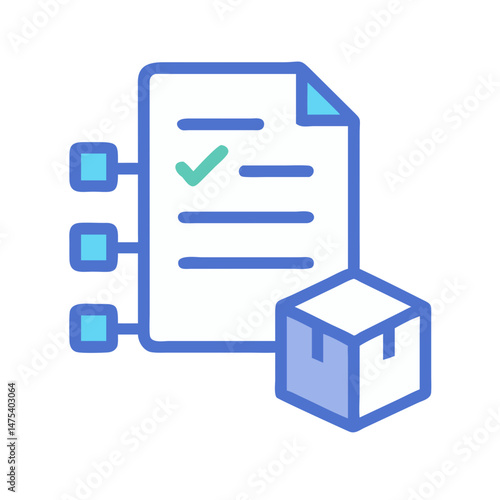 Supply chain management checklist with box and flowchart