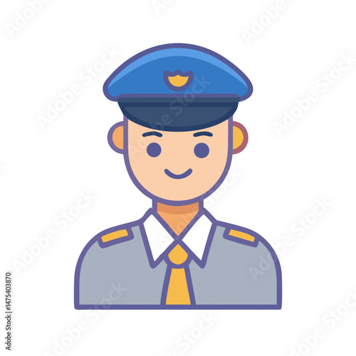 Police officer icon illustration in cartoon vector style